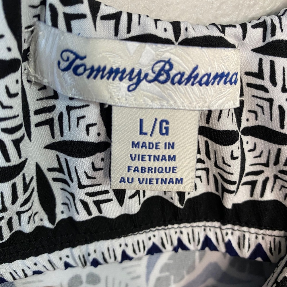 Tommy Bahama Womens Black White Geometric Tile Print Sleeveless Maxi Dress L - Picture 3 of 10